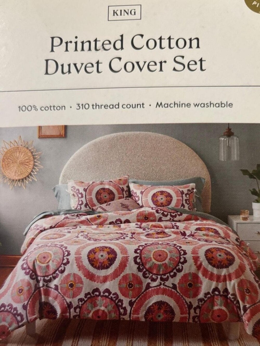 Threshold Printed Cotton Duvet Cover Set in Pink and Purple